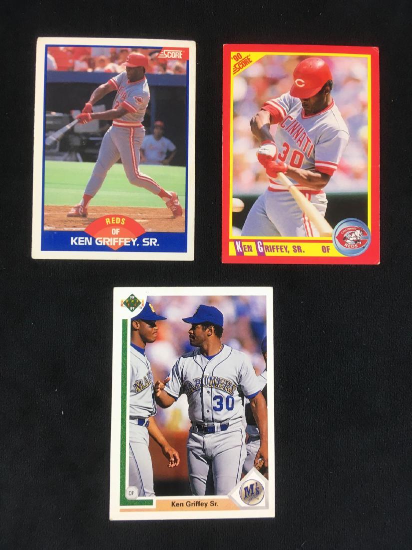 Lot of 3 Ken Griffey Sr Baseball Cards Circa 1980s: Lot of 3 Ken Griffey, Sr. Baseball Cards, Circa 1980's; a member of the famed Big Red Machine. Lot includes 2 Score cards, and 1 Upper Deck card. All are in very good condition, each measures 2 1/2" x
