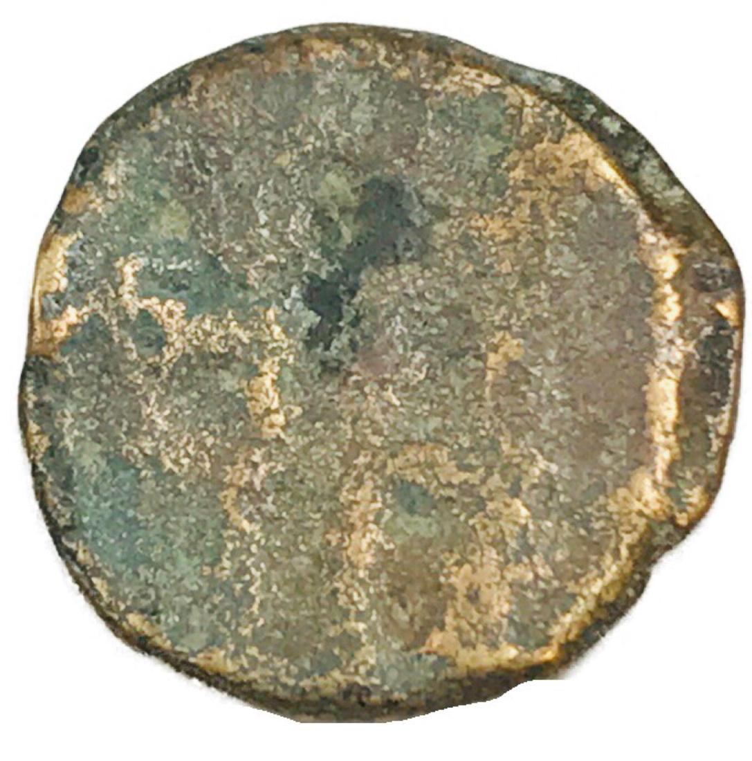 Ancient Roman Coin: This coin was collected from the Holy Land. The Roman Empire minted coins throughout its reign (27 BC to 378 AD) Kings and Heroes of the battlefield were honored by stamping their likeness on a coin. 