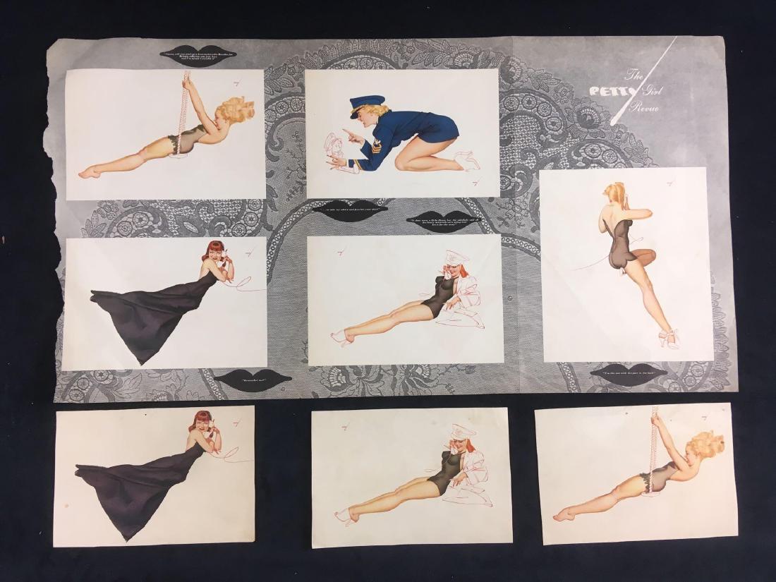 Vintage Esquire Magazine The Petty Girl Review Cover: Vintage Esquire Magazine The Petty Girl Review Cover Sheet and 3 Cutout Pin-ups by George Petty, Circa 1940's; the cover sheet shows the collection of the year; included are cutouts of three of these