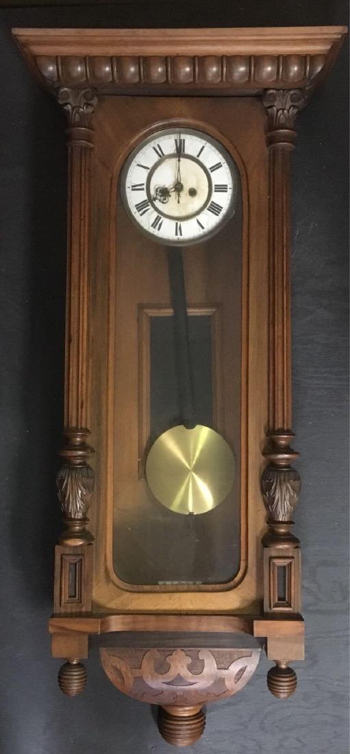 Antique Gebruder Resch Vienna Pendulum Wall Clock: Gebruder Resch Wall Clock; This revered manufacturer was active between 1862 - 1901 and its clocks are highly sought after. The works are mounted and appear to be complete and the key is included. The