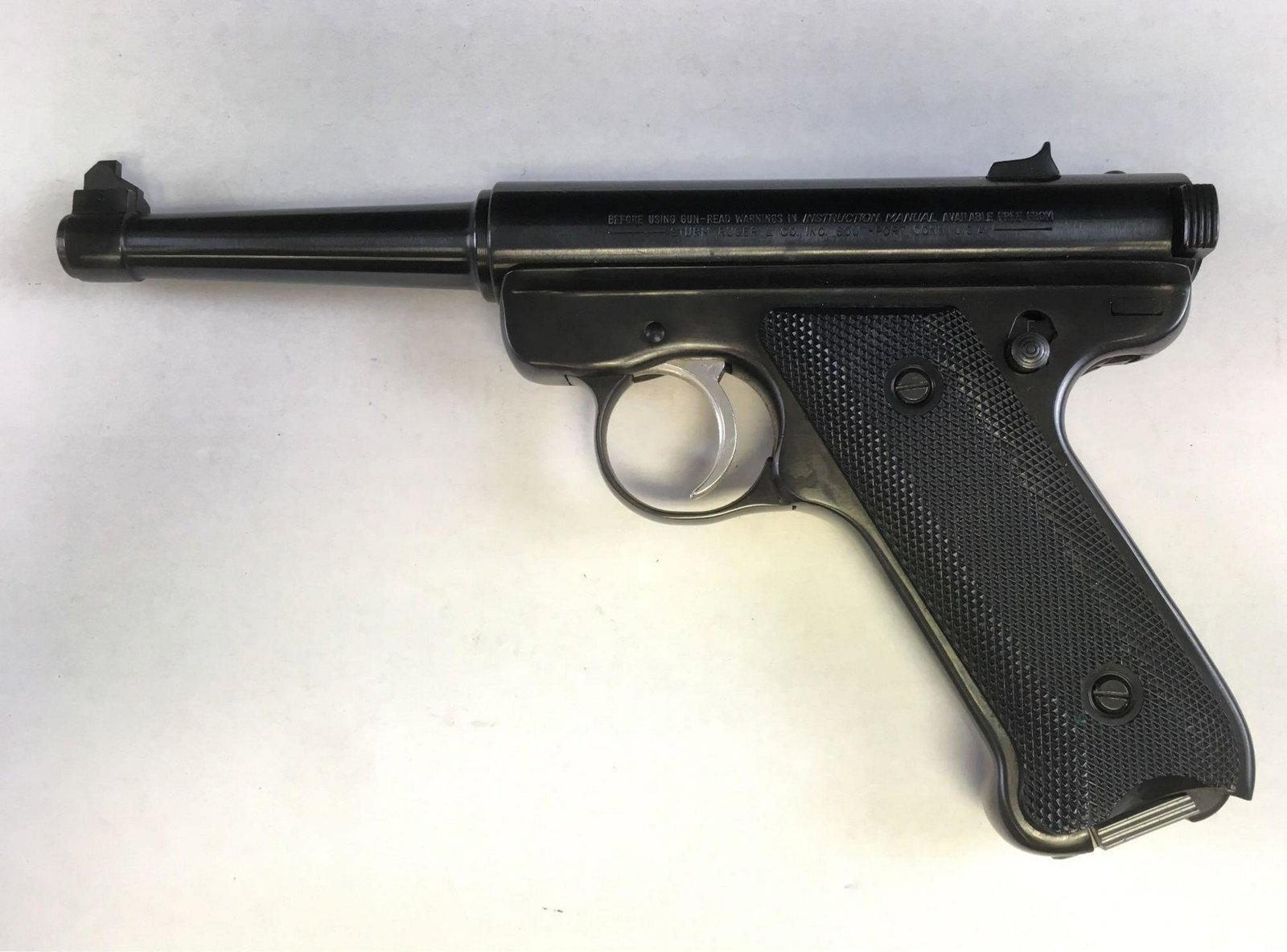 Ruger MKII 22LR Semi Automatic Pistol: Ruger Mark II semi-auto plinking pistol with magazine and holster. This pistol is in overall nice condition with some wear on the barrel finish. Everything functions as it should, but the gun is untes