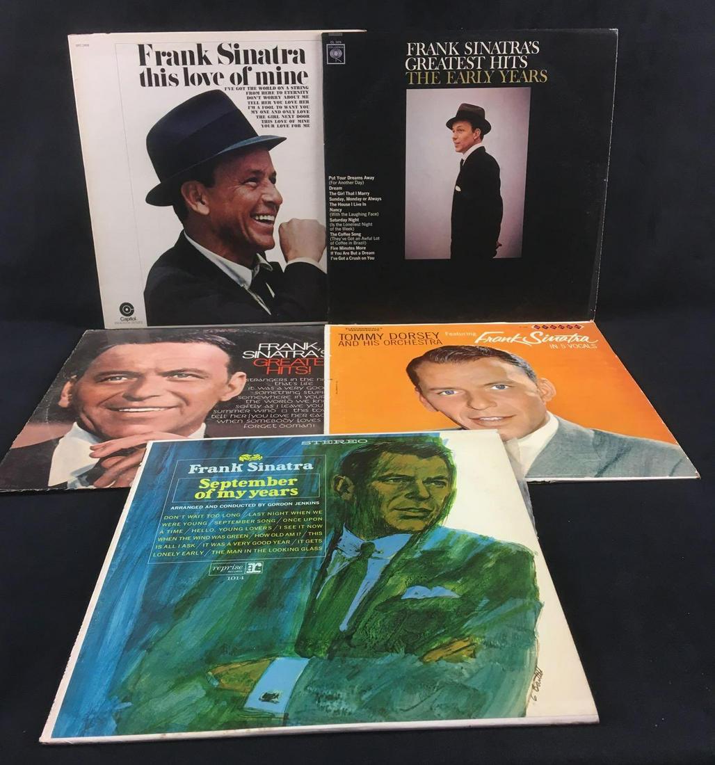 5 Frank Sinatra Records: 5 Frank Sinatra Records. These records are in poor but playable condition. The jackets have some wear but the images are largely in tact. Records measure approx 12.5" x 12.5". This set includes Frank 