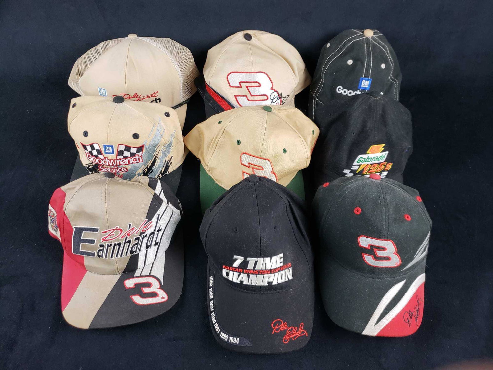 Lot of 9 Baseball Caps: Lot of 9 Baseball Caps.Â These are in pre-owned condition. The hats shows signs of wear such as stains/fading/discoloration. A good wash should restore these hats to great condition. The hats includ