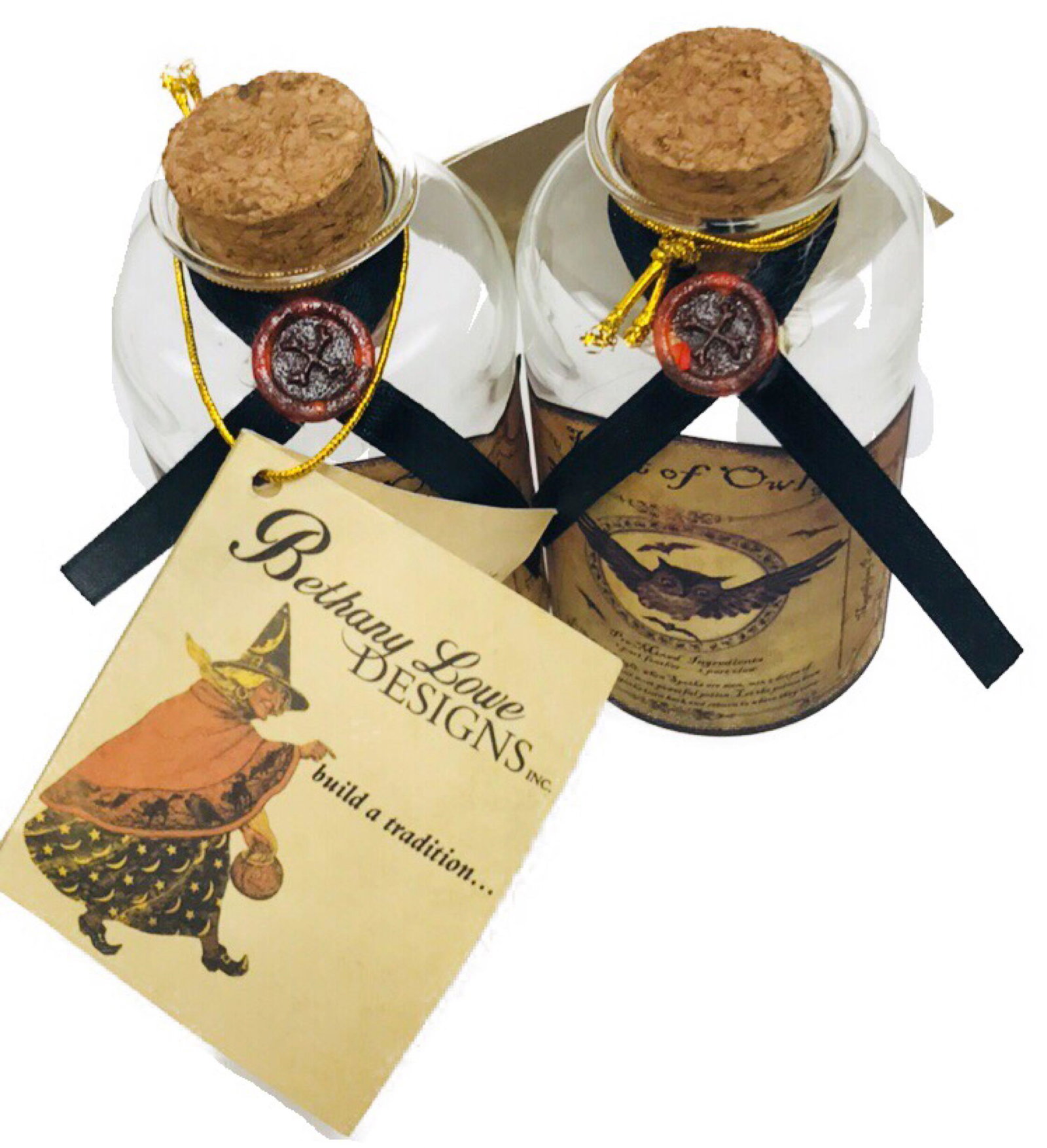 Halloween Decor, 3 Bottles of Ingredients for a Snack: Halloween Decor, 3 Bottles of Ingredients for a Snack; these bottles contain ingredientsÂ for your Halloween snack including 1) bottle marked "Eyes of Newt" in script, the label is in good condition