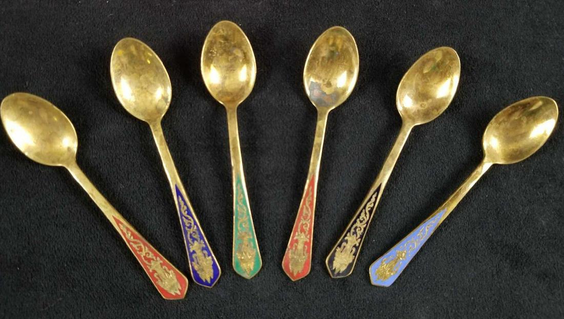 Vintage Siam Brass Demitasse 6 Piece Spoon Set (1 of 8)