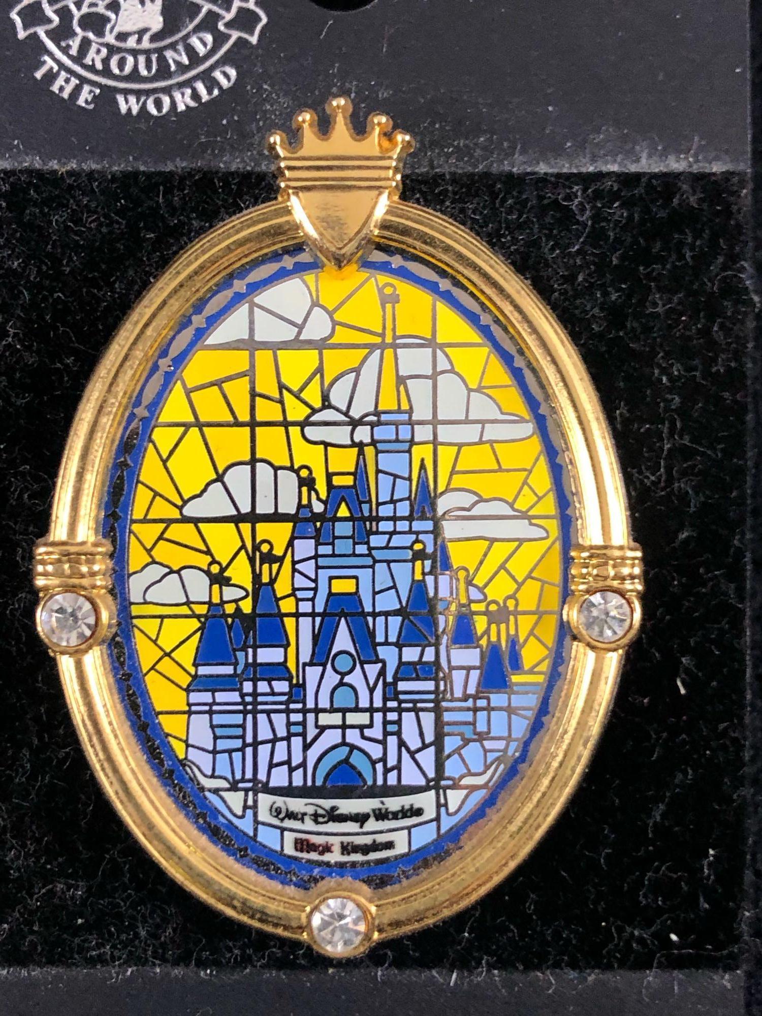 Rare Disney Pin Cinderella Castle Window Yellow Gold: Rare Disney Pin Cinderella Castle Window Walt Disney World Stained Glass Gems Released 2005, RETIRED Created especially for the Happiest Celebration On Earth, this pin pays tribute to Cinderella Castl