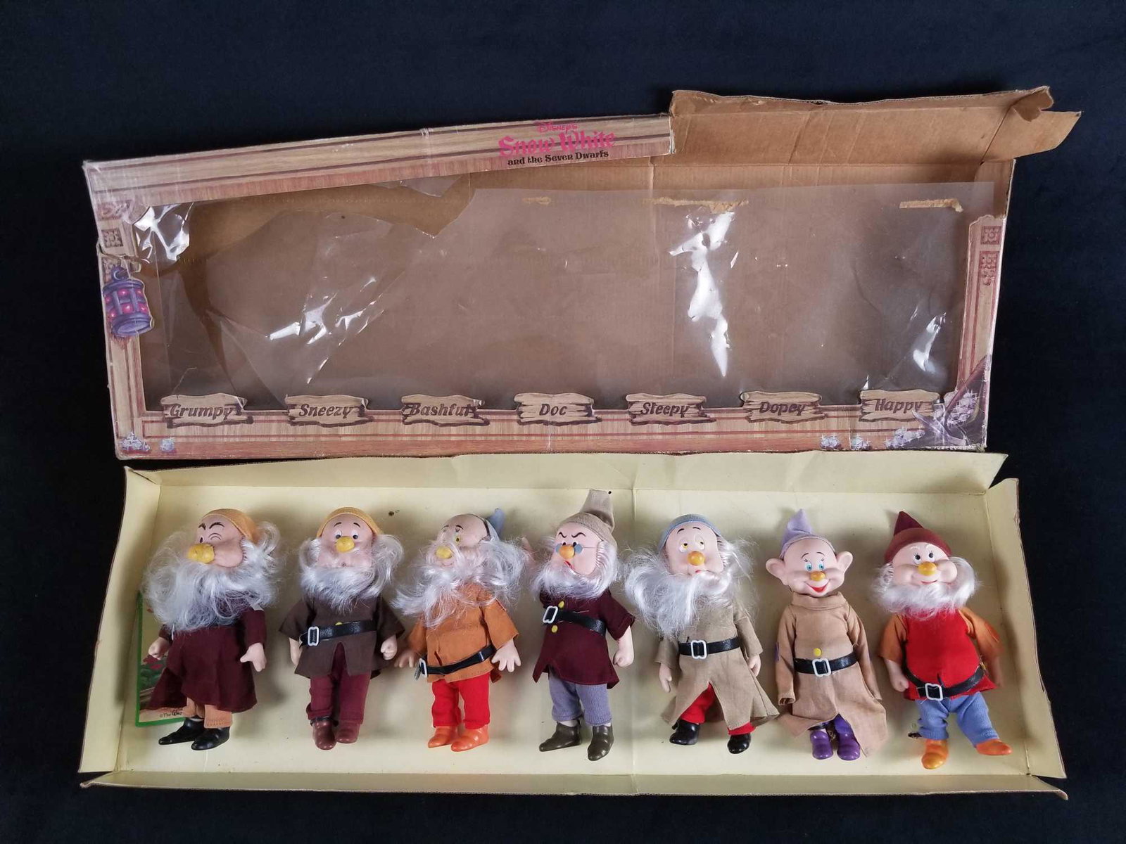 Vintage Snow White Seven Dwarfs Toy Dolls Figures Bikin: Vintage Snow White Seven Dwarfs Toy Dolls Figures Bikin Express Walt Disney Grumpy Doc Dopey Sleepy Vintage Seven Dwarfs Dolls Bikin Express Disney's Snow White. Grumpy, Sneezy, Bashful, Doc, Sleepy,