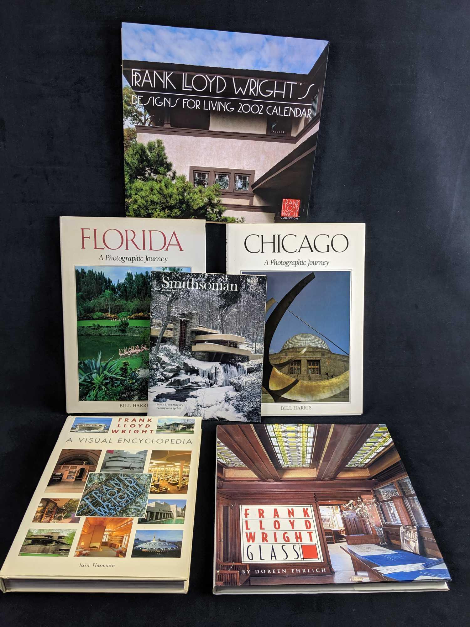 Lot Of Five Books On State And Architecture Beauty Plus: This set includes: "Frank LLoyd Wright: A Visual Encyclopedia" by Iain Thomson. This measures approx 9 1/2" x 12" and is 413 pages of color and black and white photos and information about one of hist