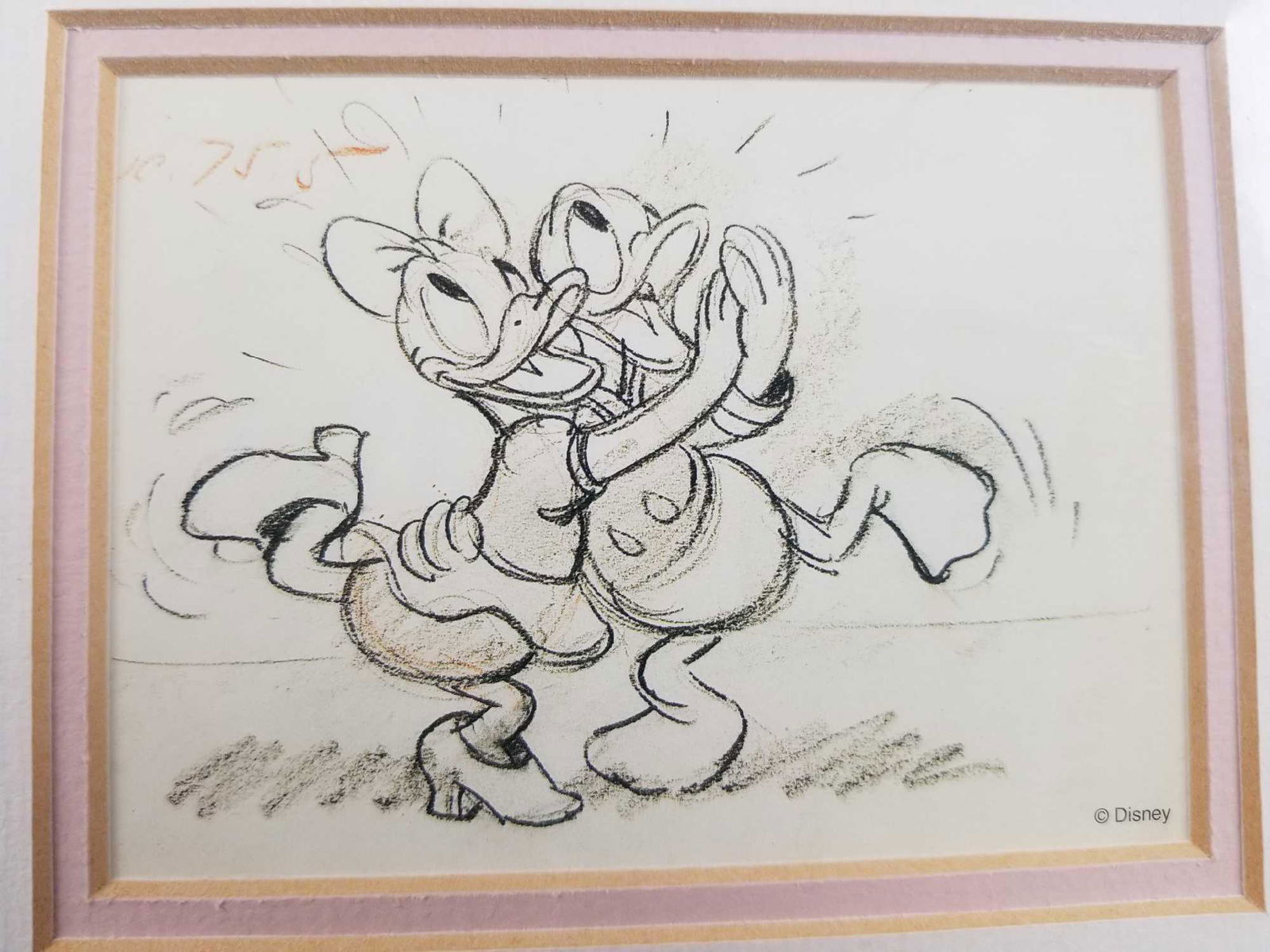 Vintage Disney Printed Story Sketch Donald Duck Mr.: Vintage Disney Printed Story Sketch Donald Duck Mr. Duck Steps Out and Daisy 1940 Scene Great looking Disney children's art prints nicely matted and framed. Owned by a private collector, these are bea