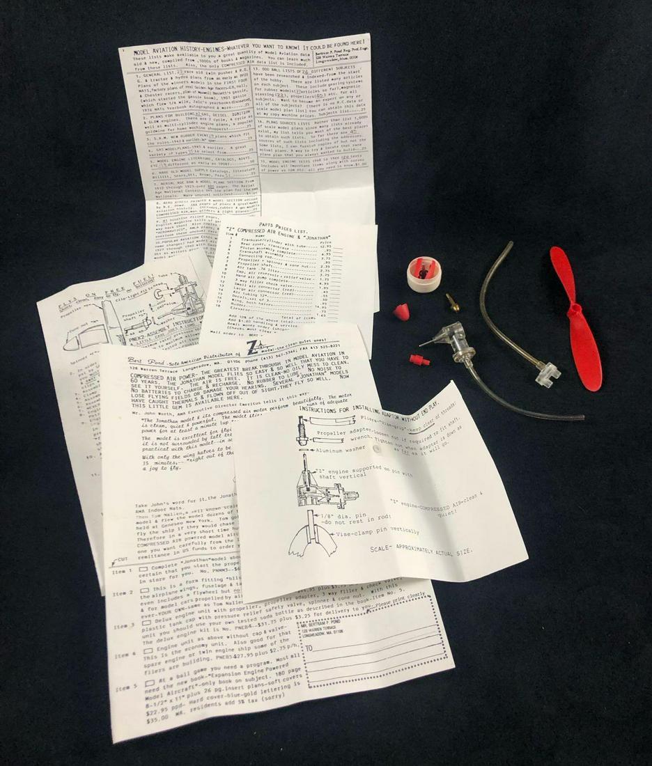 Compressed Air Power Model Aviation Jonathan Model: Compressed Air Power Model Aviation Jonathan Model Parts Propeller. This item is in great condition with the original package and instructions. There is no known wear or tear to the parts. The packagi