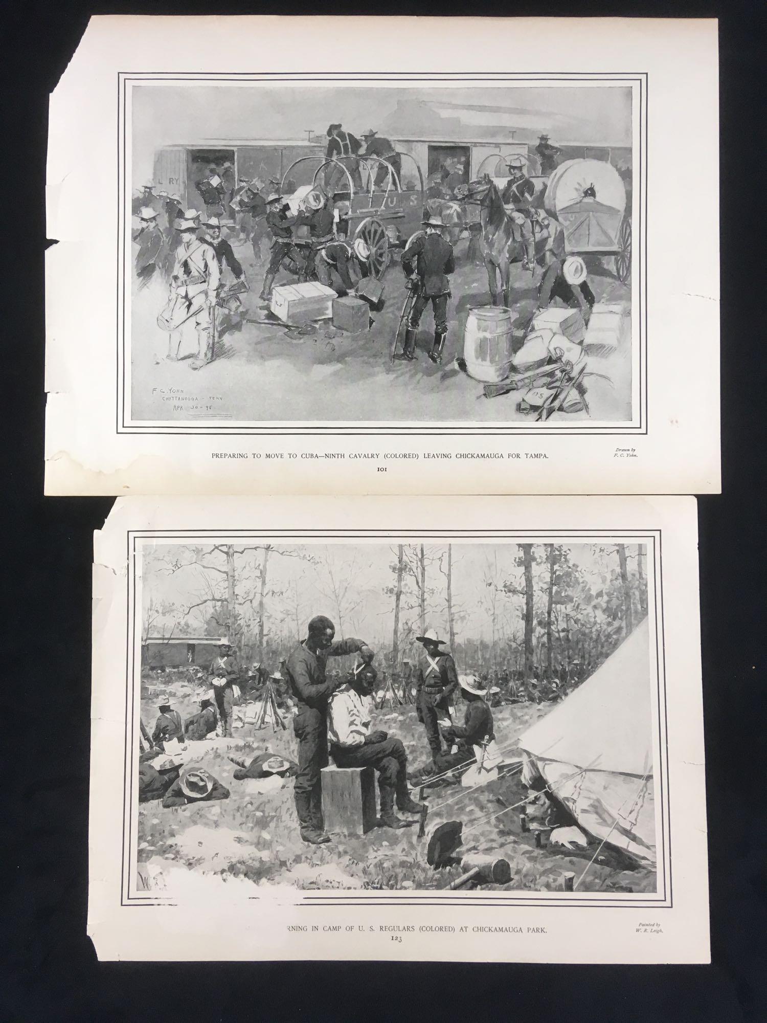 FC Yohn and WR Leigh Book Illustrations and Pictures: FC Yohn and WR Leigh Book Illustrations and Pictures. This set of illustrations are in fair condition. They appear to be taken from a book and have some discoloration from age and tears on the edge of