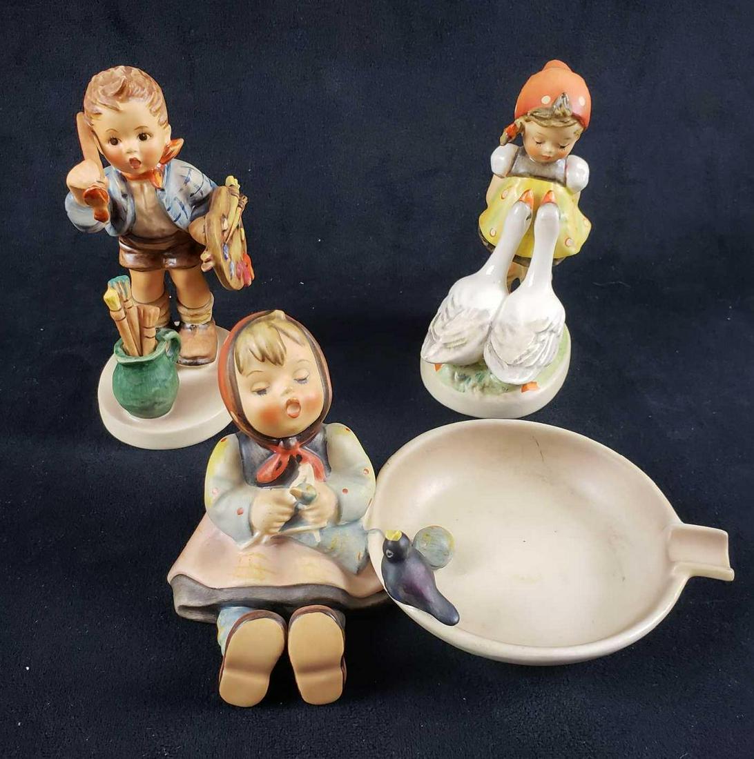 Lot of 3 Goebel Figurines: Lot of 3 Goebel Figurines. These figurines are in great condition. There is a small amount of soiling on the outside which needs to be cleaned off. This lot includes: 1 "The Artist" figurine (5.5" H)