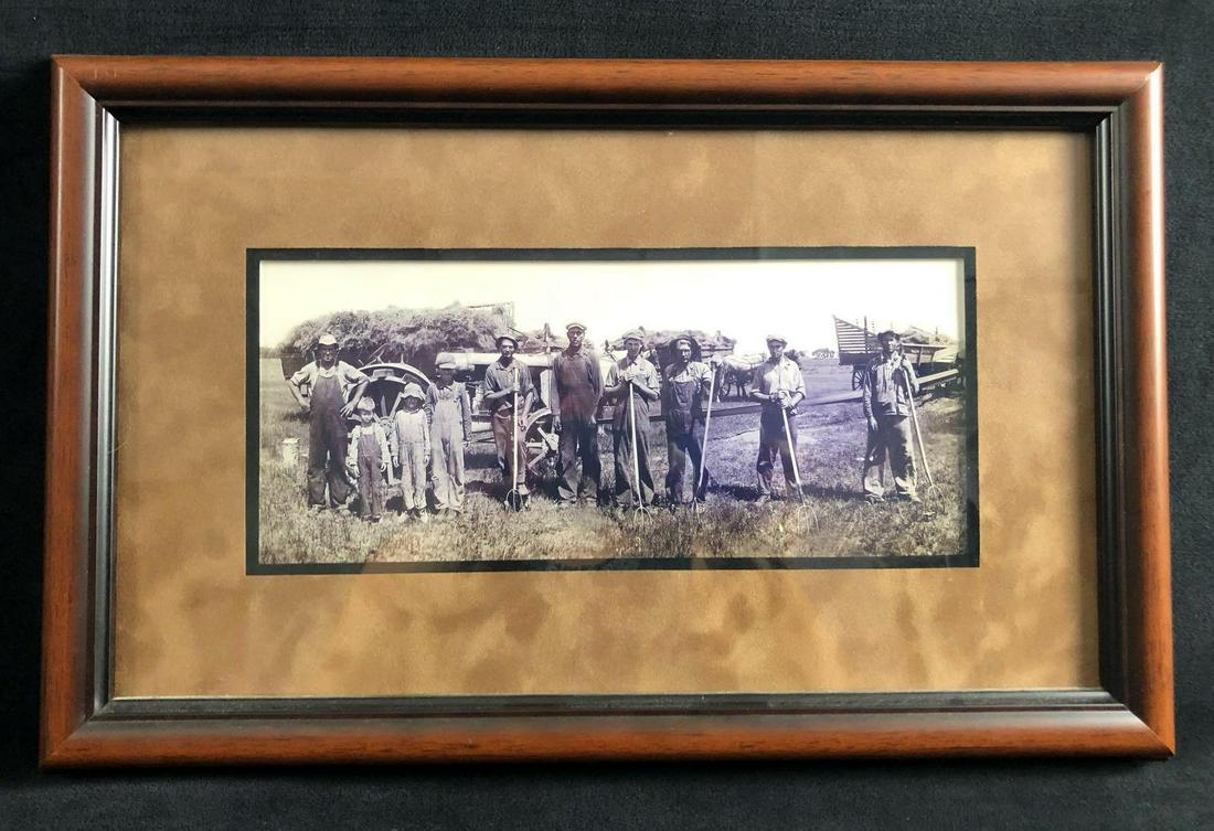 Framed Farmers In The Field Agriculture Tractor: Framed Farmers In The Field Agriculture Tractor Overalls History Black & White Photo This picture depicts American farmers who lived and work on farms during the early 1900's.Â Tractors were just b