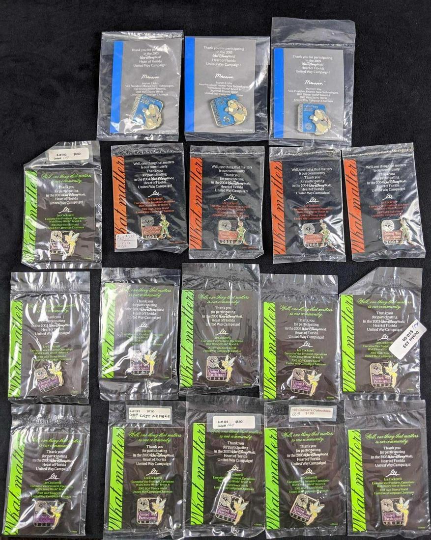 Disney United Way Cast Member Exclusive Pins Bambi: TheseÂ pins were given to Cast Members who participated in the United Way Campaign. Lot includes: Three United Way 2005 Thumper Pins Four United Way 2004 Peter Pan Pins Eleven 2003 Tinkerbell Pins. 