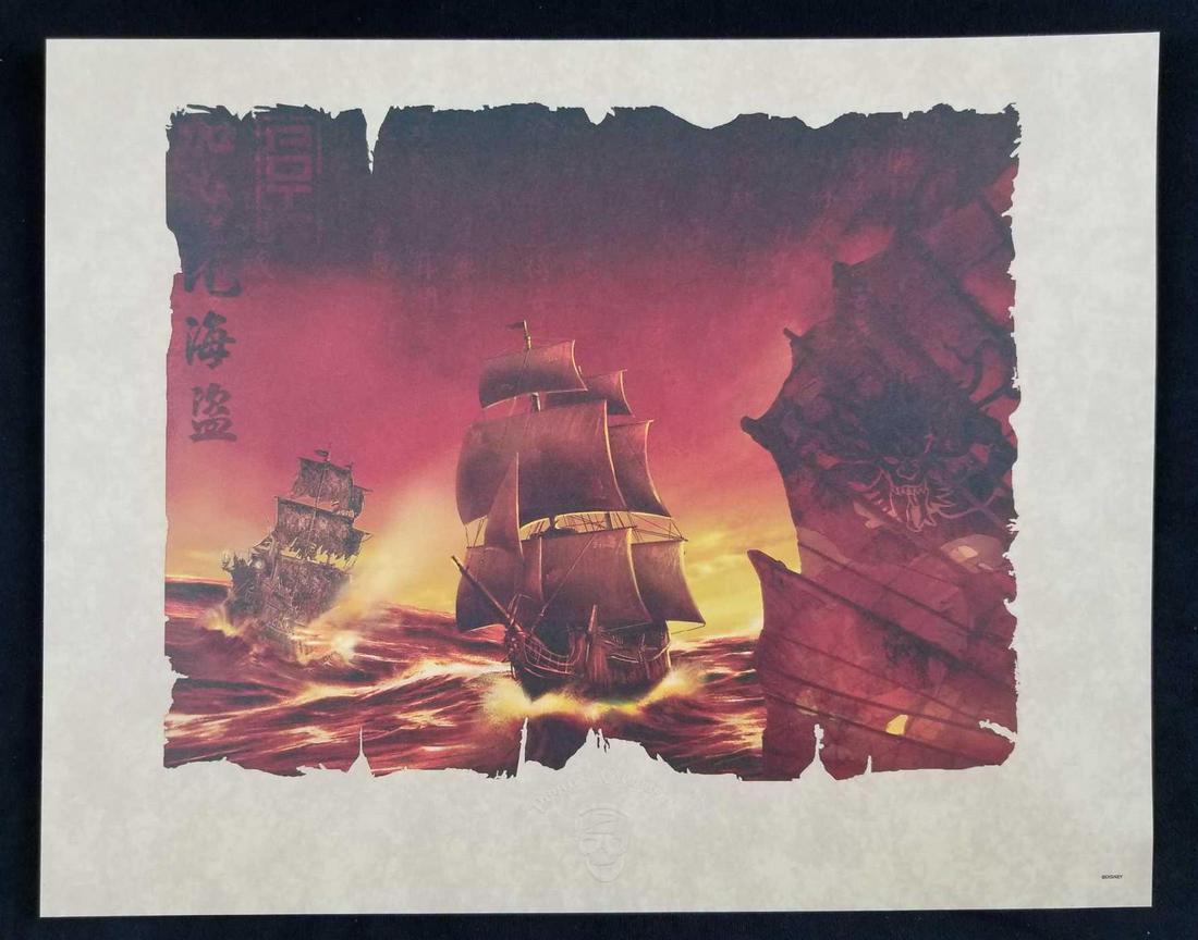 Pirates of the Caribbean Ships Lithograph by Disney: Pirates of the Caribbean Ships Lithograph by Disney Design Group. This limited release lithograph features the ships from the "Pirates of the Caribbean" Movies. It was created for you by a team of Dis