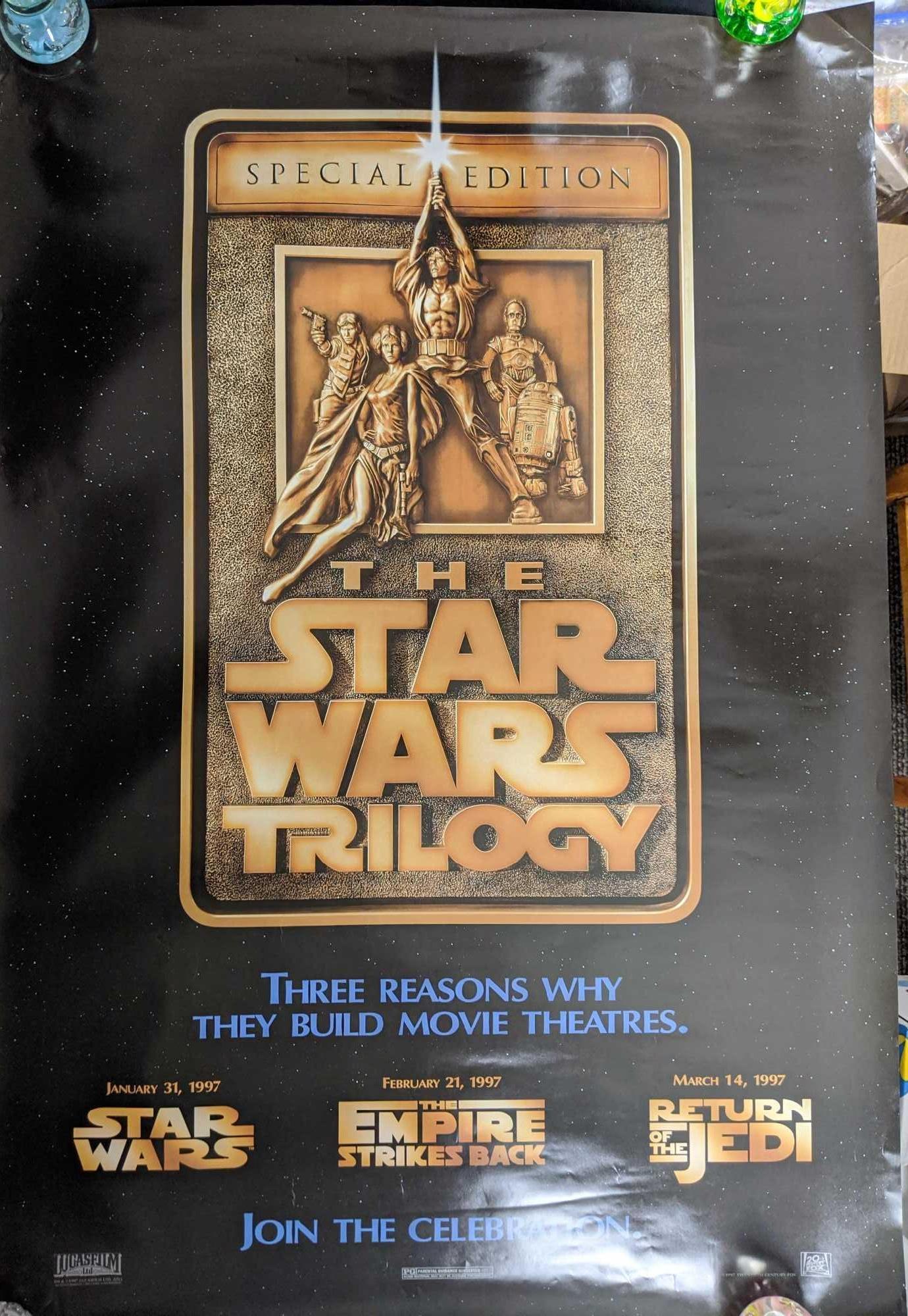 Special Edition Star Wars Trilogy Original Poster: Movie poster that originally presented the upcoming dates of the "Special Edition" of the original Star Wars movies. Poster is in good, used condition with some wear around the edges. Poster is approx