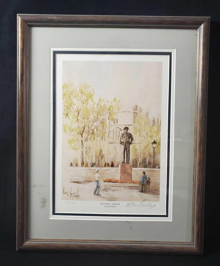 West Point LE Summer by Ben Maile: This framed limited edition print titled West Pointe- Summer is by Ben Maile. Signed in pencil on the bottom right and numbered 381/100 on the bottom left. No COA included. This image depicts people i