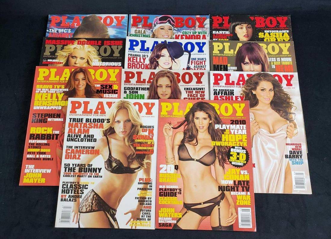 Set of 11 2010 Playboy Magazines: Set of 11 2010 Playboy Magazines. These magazines are in great used condition. Magazines include: October 2010 (Sasha Grey, Jon Stewart) August 2010 (Crista Flanagan, Michael Cera, Tribute to Demi Moo