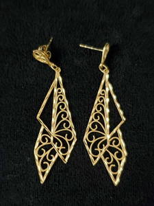 14K Art Nouveau Dangling Earrings by MG