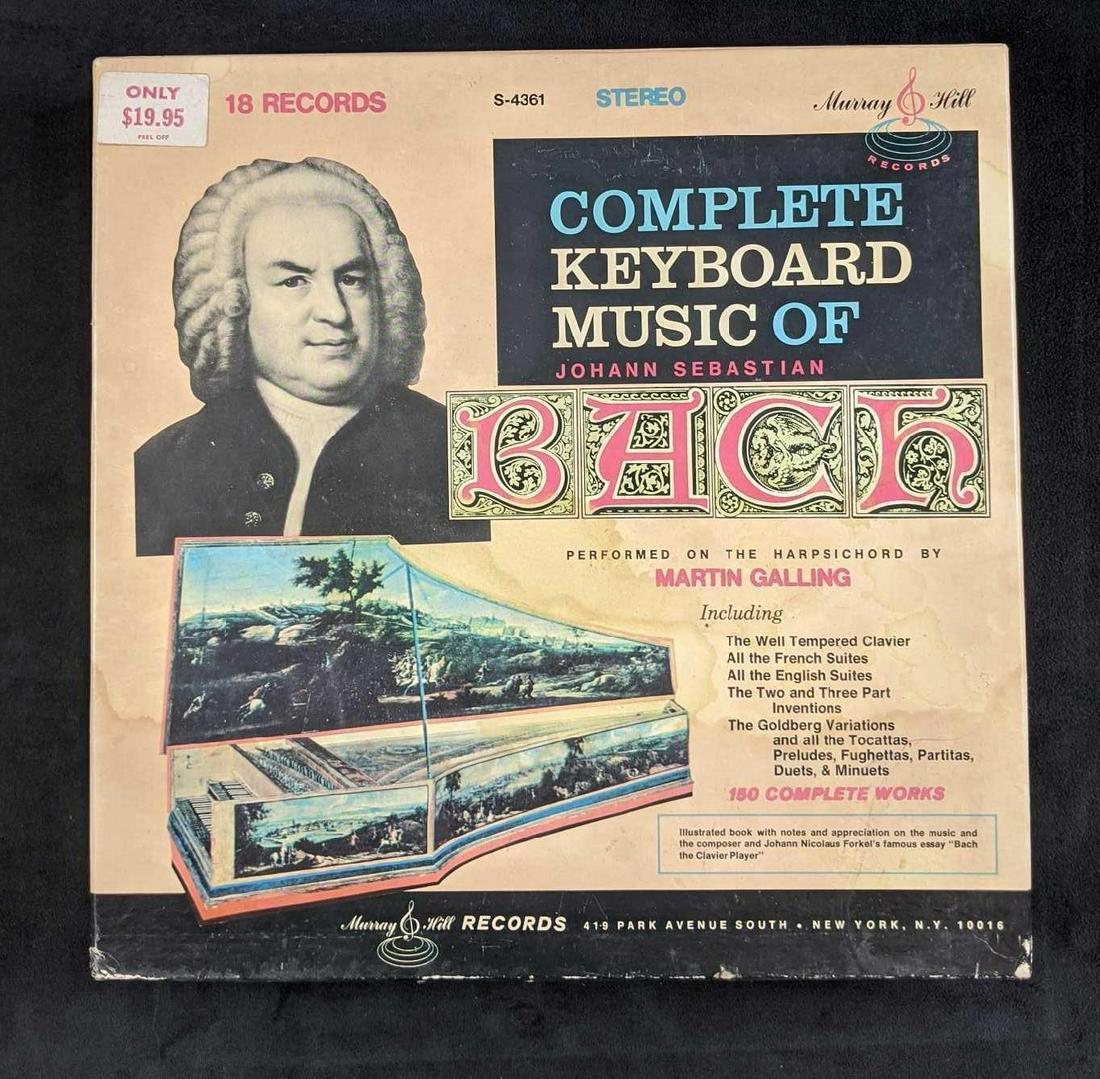 Complete Keyboard Music Of Johann Bach 18 Records: 18 Record Complete Keyboard Music OfÂ Johann Sebastian Bach. Performed on the harpsichord by Martin Galling. From Murray Hill Records circa 1971. Comes with an booklet: "Appreciation And Notes On Th