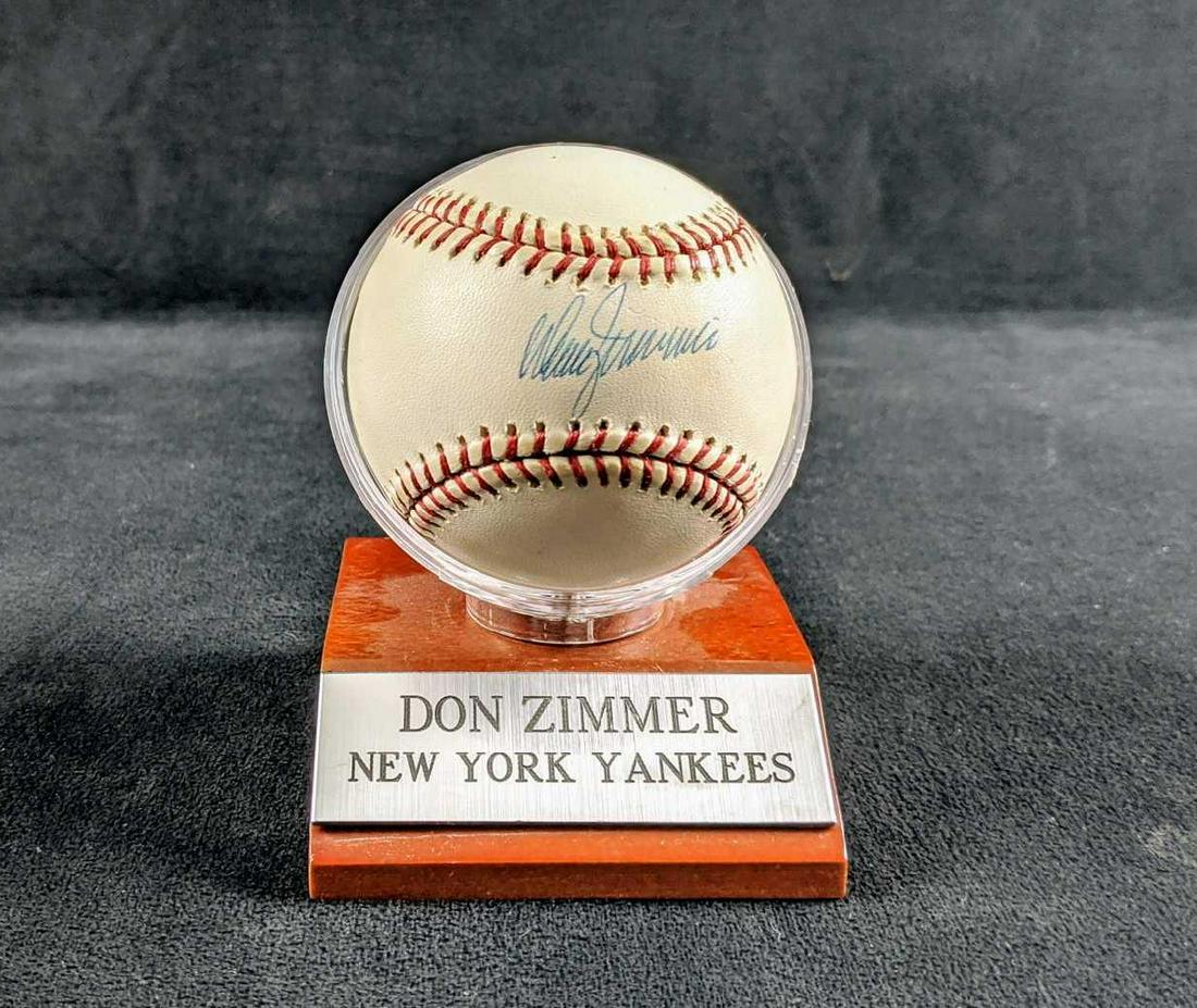 New York Yankees Don Zimmer Autographed Baseball: Don ZimmerÂ was an American infielder, manager, and coach in Major League Baseball (MLB). Zimmer was involved in professional baseball from 1949 until his death, a span of 65 years.This is an Offici