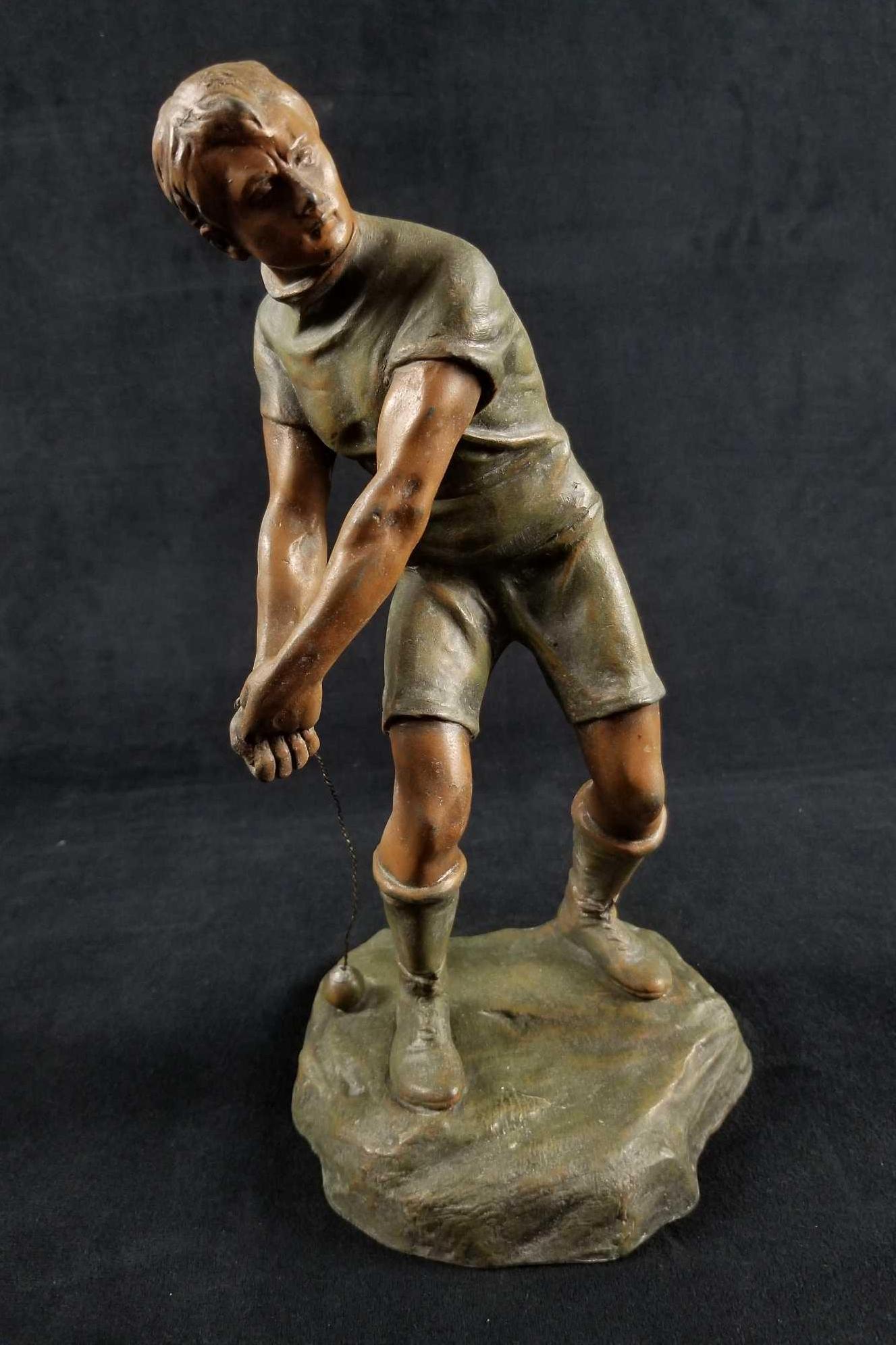 Polychrome Bronze Clad Sports Figurine (1 of 9)