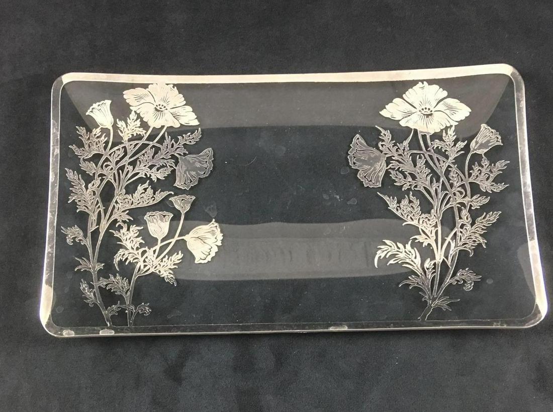 Rectangular Glass Tray with Silver Overlay (1 of 5)
