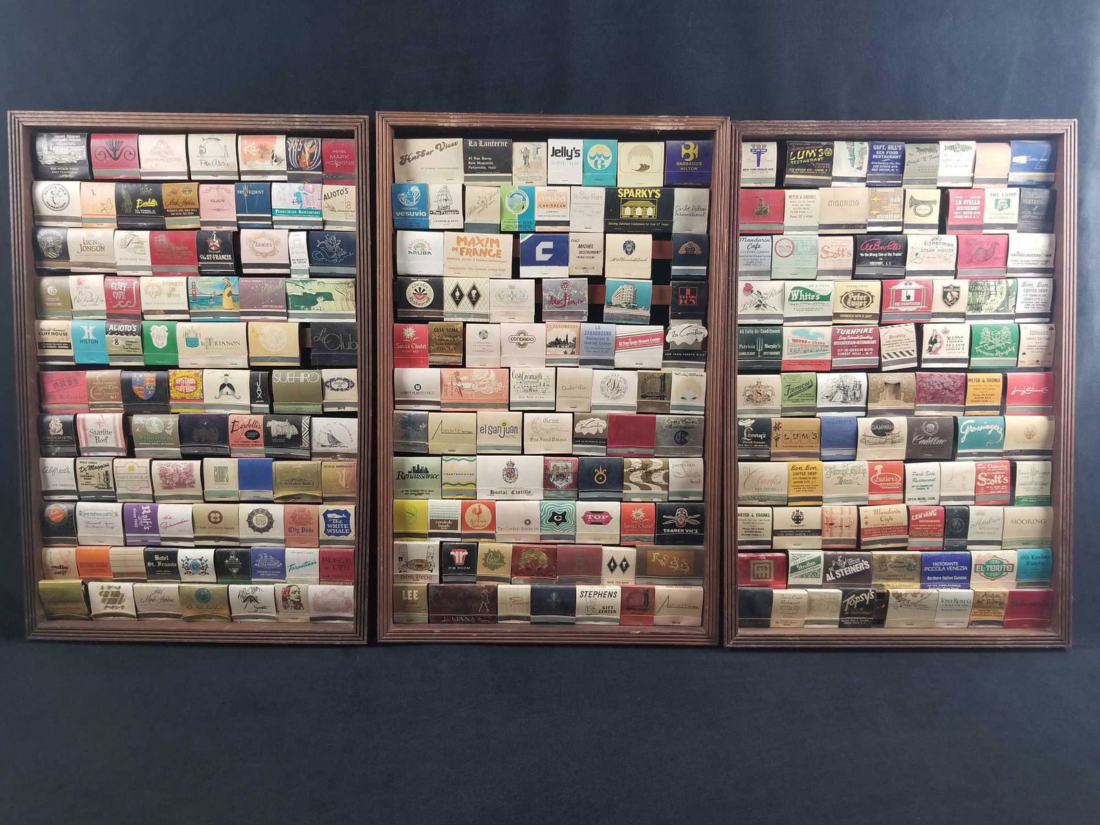 Lot Of 3 Framed Assorted Vintage Matchbooks Restaurants (1 of 10)