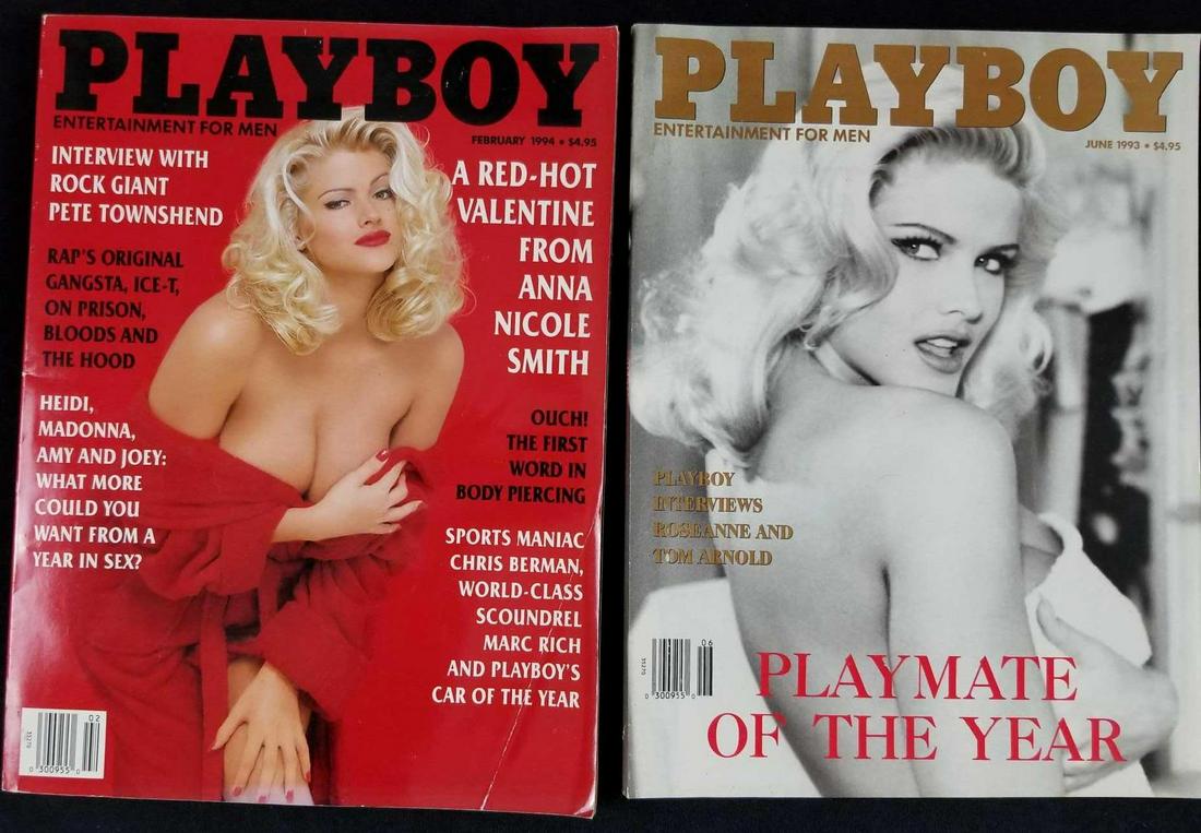 Anna Nicole Smith Playboy Lot Of Two: June 1993 with Anna Nicole Smith as "Playmate Of The Year" and FebruaryÂ 1994 "A red-hot valentine from Anna Nicole Smith". Magazines are in good, used condition with only minor shelf-wear. Magazine