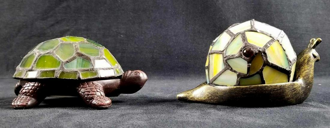 Stained Glass Turtle And Snail Accent Lamp (1 of 8)