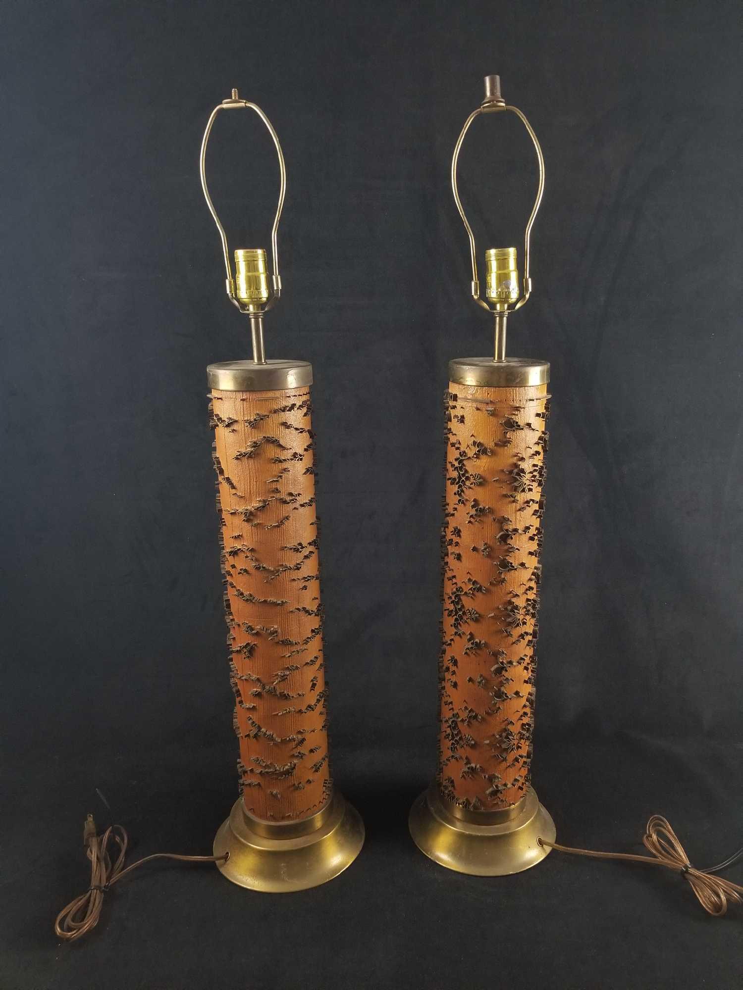 Pair of Mid Century Modern Print Roll Table Lamps (1 of 7)
