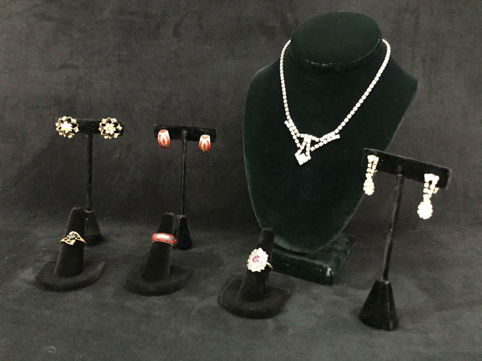 Jewelry Costume Ring Necklace Earrings Lot Of 7 (1 of 11)