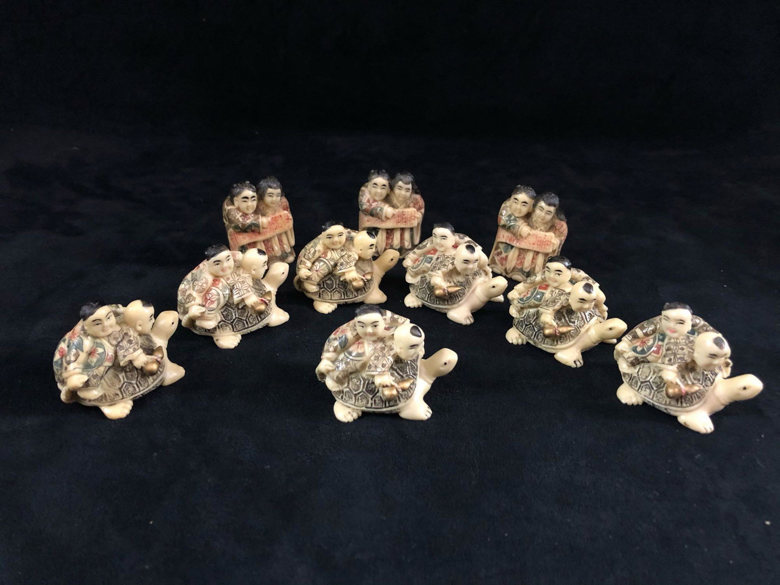 Chinese Art Faux Ivory Lot Of 10: The 10 figurines are the perfect accessory for your bonsai, ornamental plant or miniature scene. It sets the scale, adding depth and dimension and turns your ordinary plant or tree into a living diora