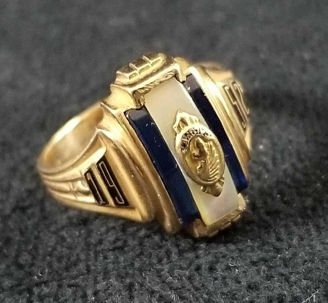 Vintage Signet 10K Calument Indian and Blue Spinel Art (1 of 7)