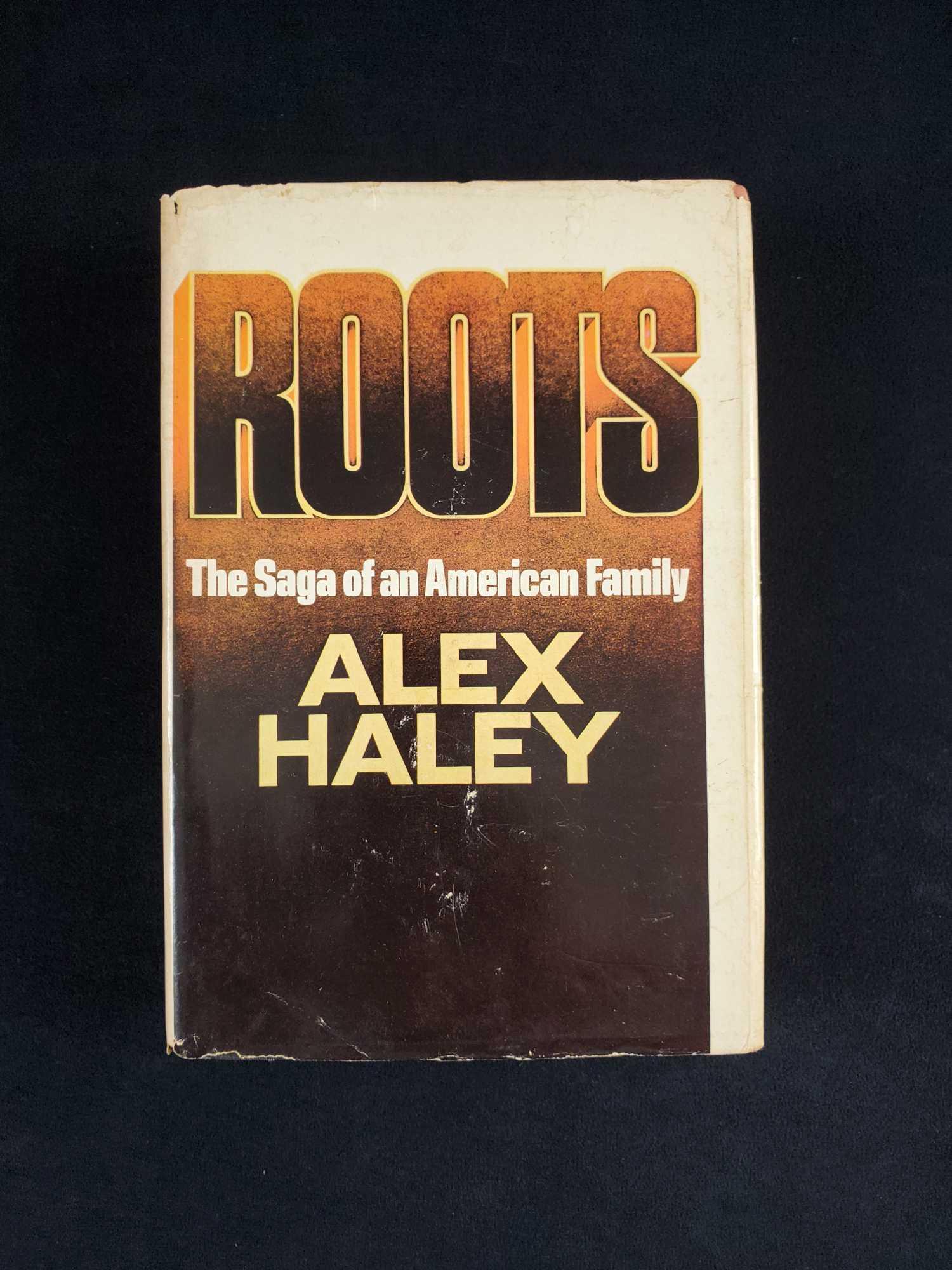 Roots by Alex Haley 1976 Hardcover: This hardcover first edition copy of "Roots: The Saga of an American Family" by Alex Haley was published by Doubleday & Company, INC. in 1976. It is in good used condition with some shelf life wear to