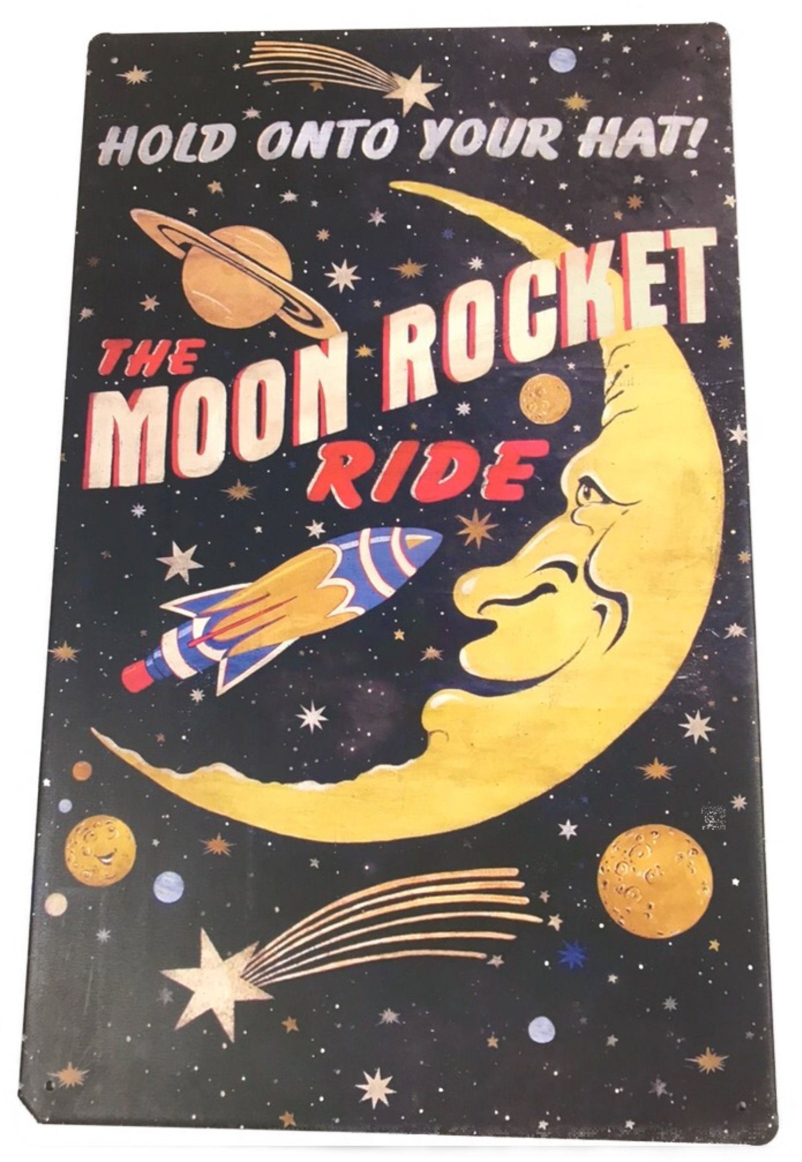 NOS - Vintage-Style Signage - Moon Rocket Ride: NOS - Vintage-Style Signage - Moon Rocket Ride. Item is unused old stock. Size: 10" x 12"