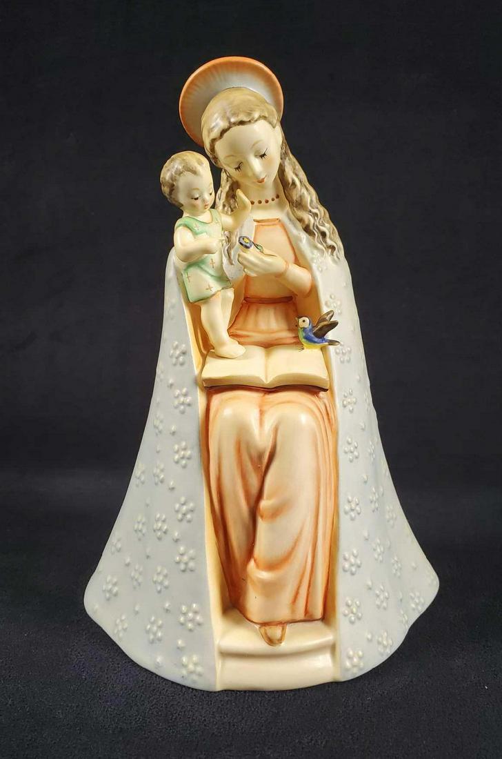 Hummel Goebel Flower Madonna And Child Figure: Early Hummel Goebel Madonna and Child figurine in color. Made from hand painted porus earthenware. Marked West Germany and "10/1. Made in the 1990's. Figure is in good, used condition with no known da