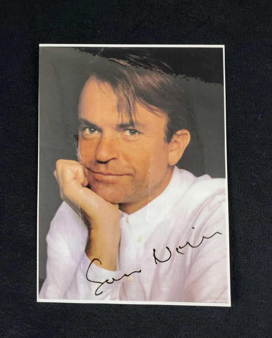 Autographed photo of Sam Neill W Secretary Note: Signed Sam Neill headshot photo. There is no COA; comes with a secretary thankyou note.Â Comes from the estate of avid autograph collector. Measures approx 4" x 5 1/2".Â