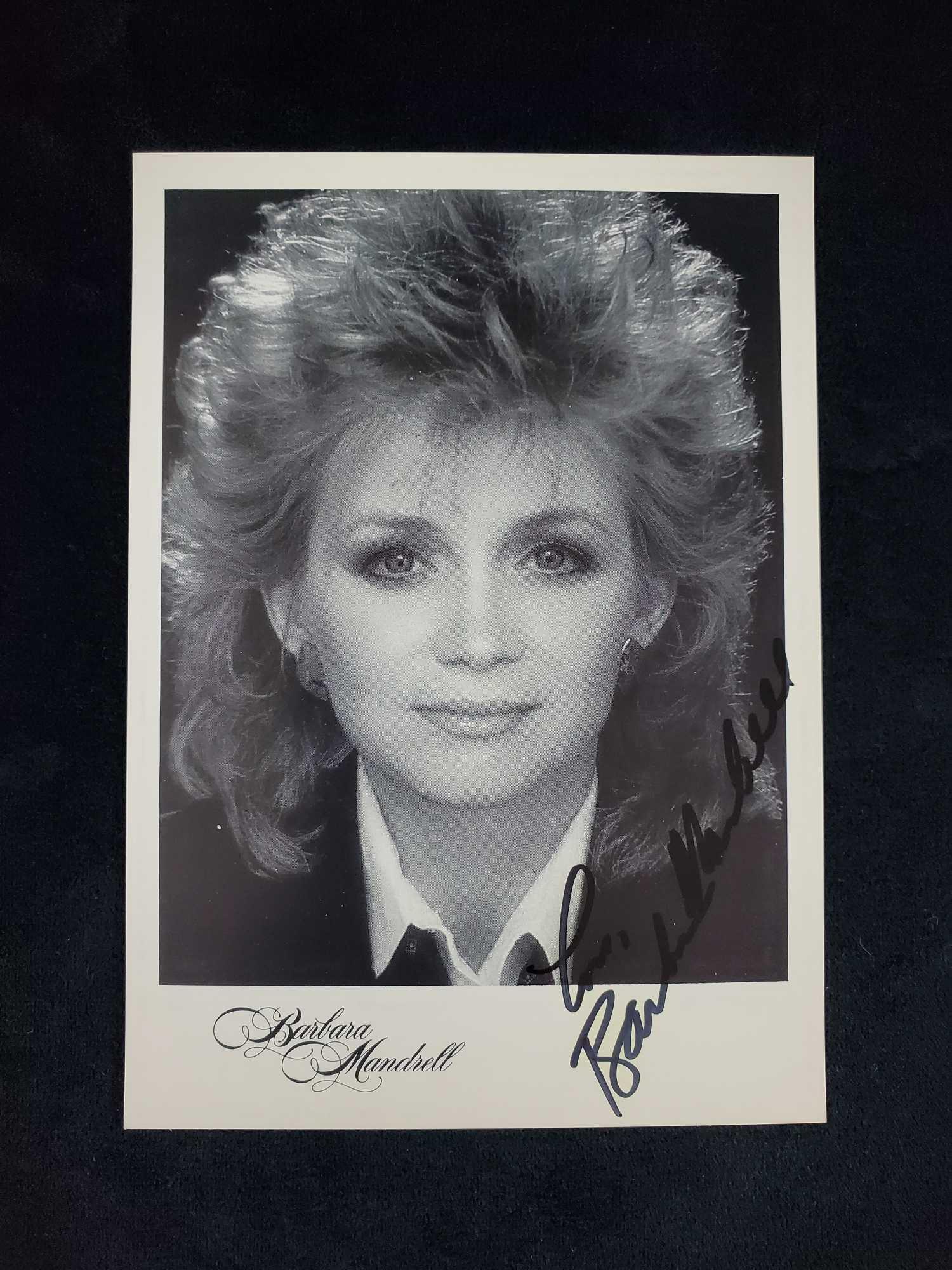 Autographed photo of Barbara Mandrell: "Love, Barbara Mandrell". Signed in black marker on a headshot glamour photo. No COA; comes with a fan club pamphlet. Measures approx 5" x 7".Â Comes from the estate of an avid autograph collector.