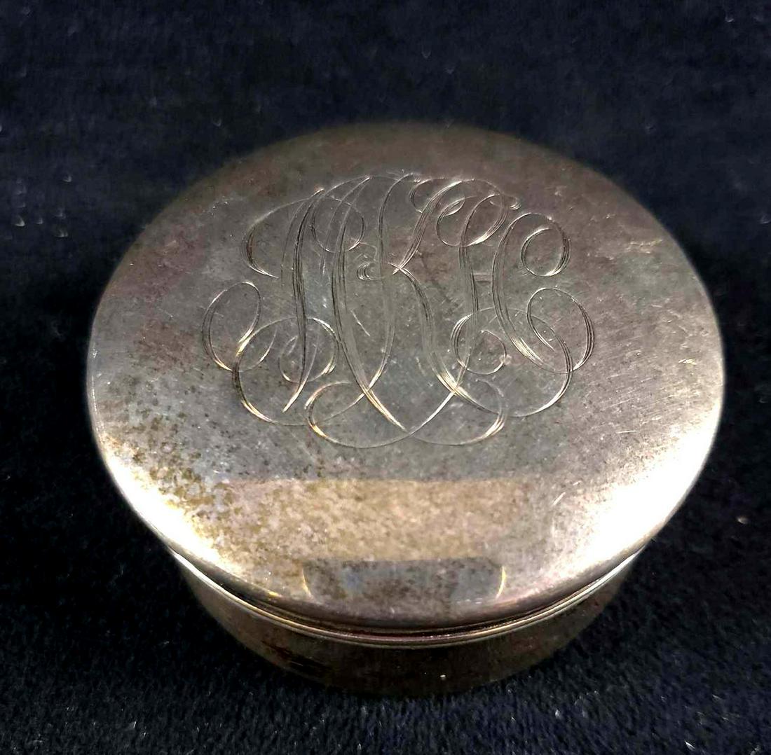 Vintage Sterling Silver Trinket Box: Vintage Sterling Silver Trinket Box; this is a very fine box with lid with the initials "MKH". We understand these are the initials of Marion Kimball Hadley, daughter of Rhode Island Governor Charles