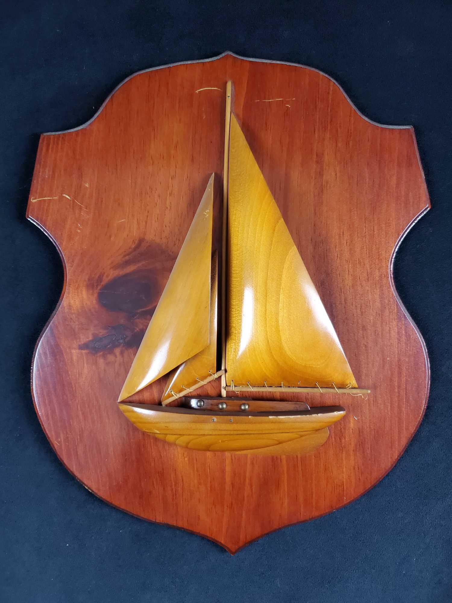 Vintage 3D Wood Sailboat Folk Art Plaque (1 of 6)
