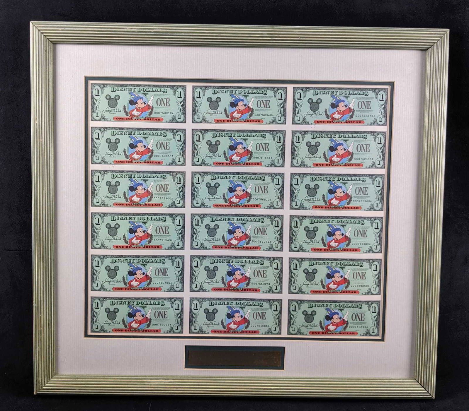 Framed Rare Disney Limited Edition Uncut DIsney Dollars (1 of 10)