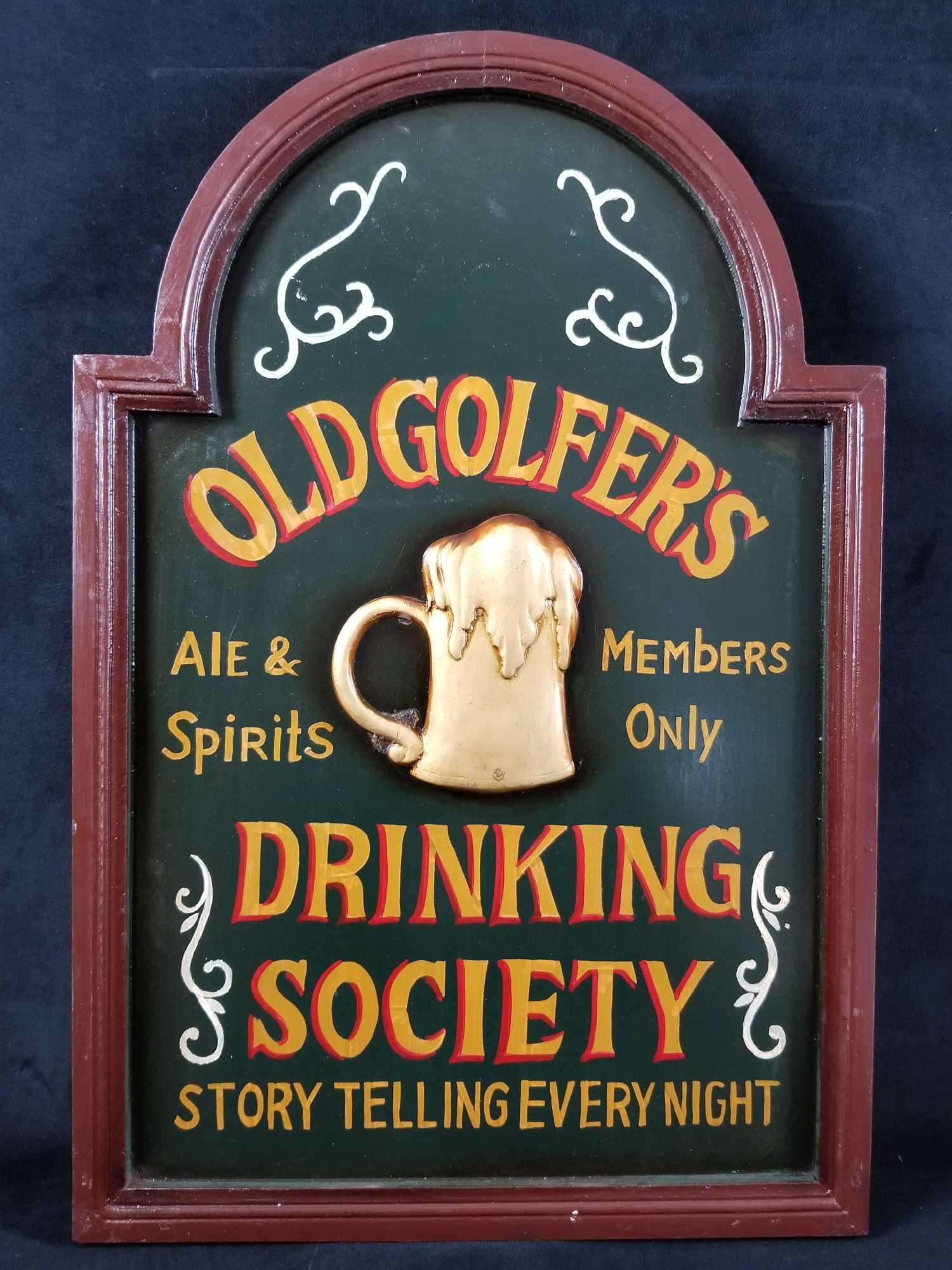 Vintage Old Golfers Drinking Society Wooden Sign Plaque (1 of 9)