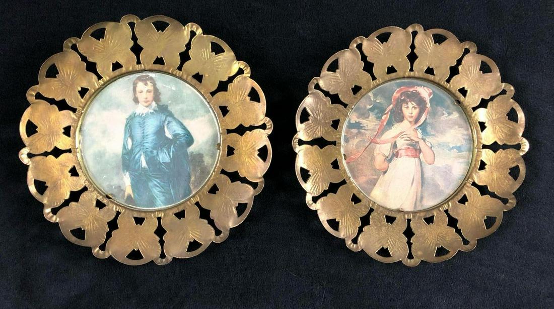 Lot Of 2 Brass Frame Vintage Edwardian Victorian Style (1 of 10)