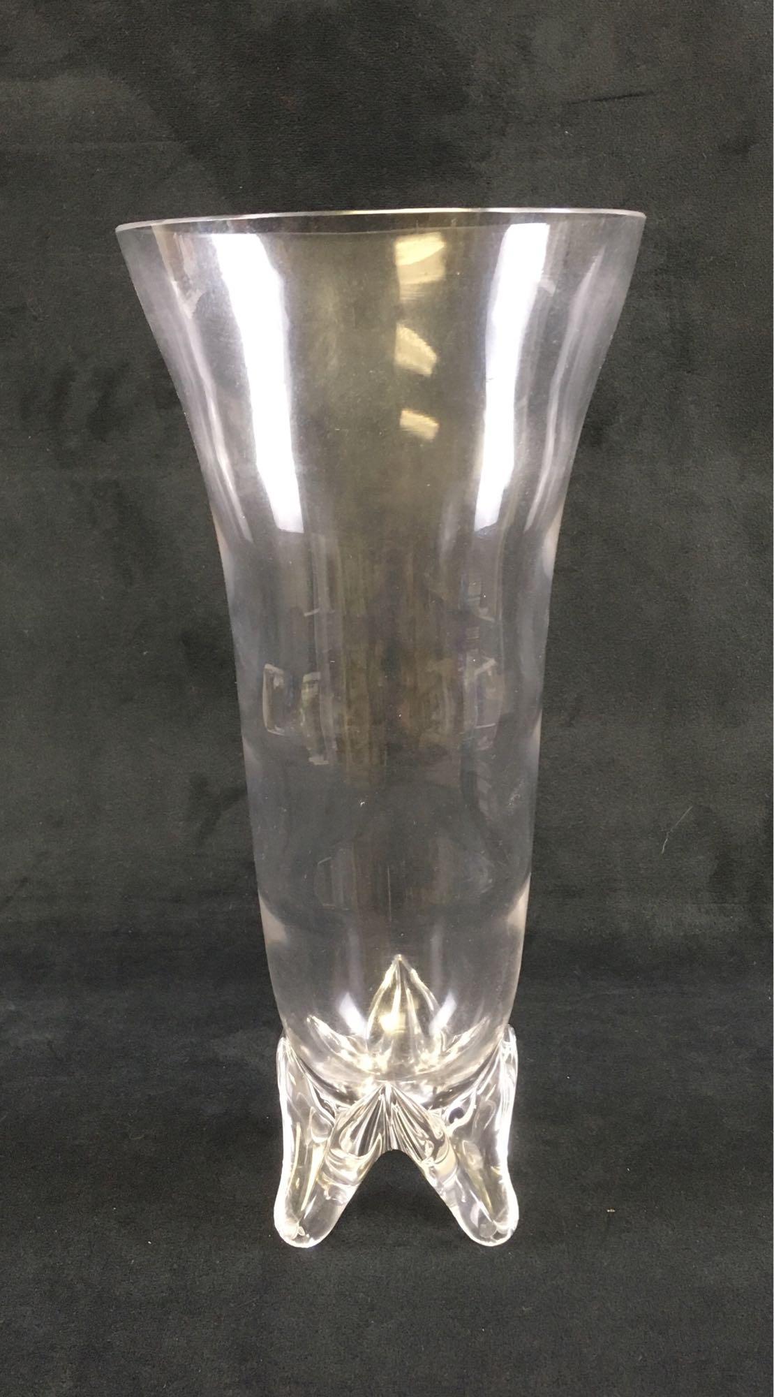 Vintage Hand-blown Clear Crystal Glass Footed (1 of 5)