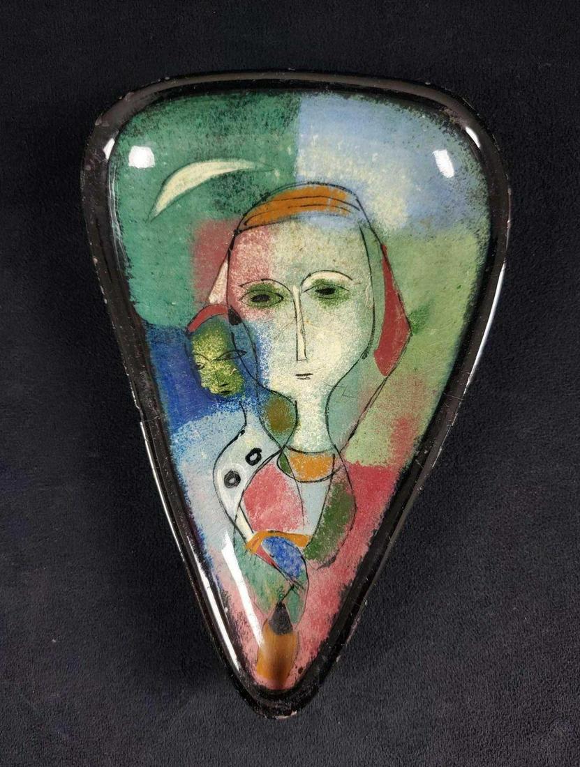 Modern Art Handpainted Trinket Dish Signed Tillin (1 of 5)