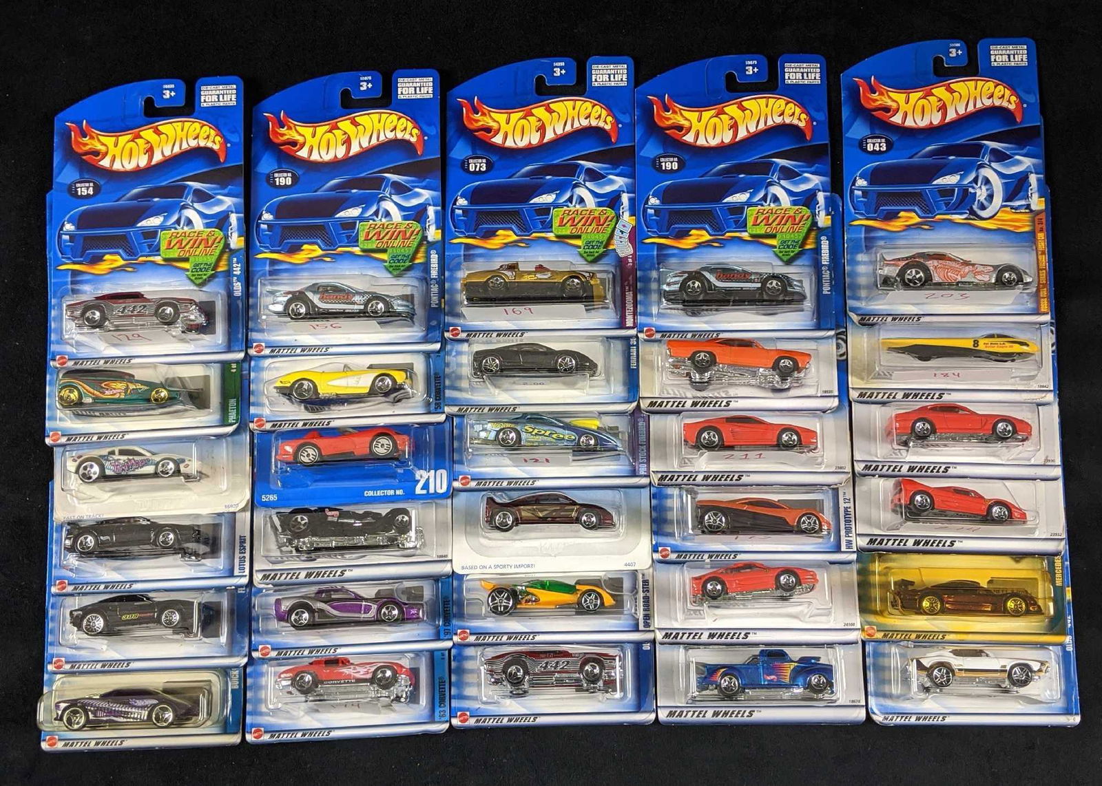 Hot Wheels Packaged Die Cast Cars Lot Of Thirty A: Here is a lot of thirty super-cool Mattel Hot Wheels Die-Cast Metal Cars. These are all in their original packaging and the majority are in good condition with a few having some shelf-wear. Most have