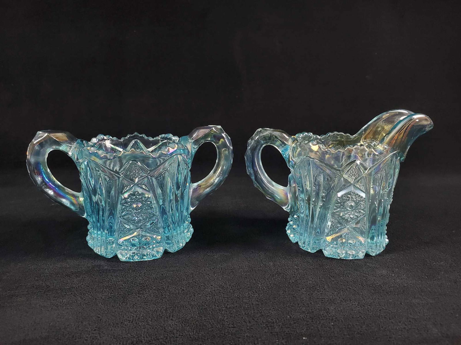 Lot of 2 Vintage Blue Carnival Glass Pieces (1 of 7)