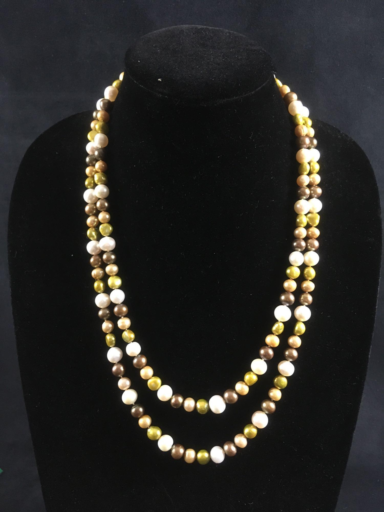 Vintage Multicolored Single Strand Pearl Necklace (1 of 3)
