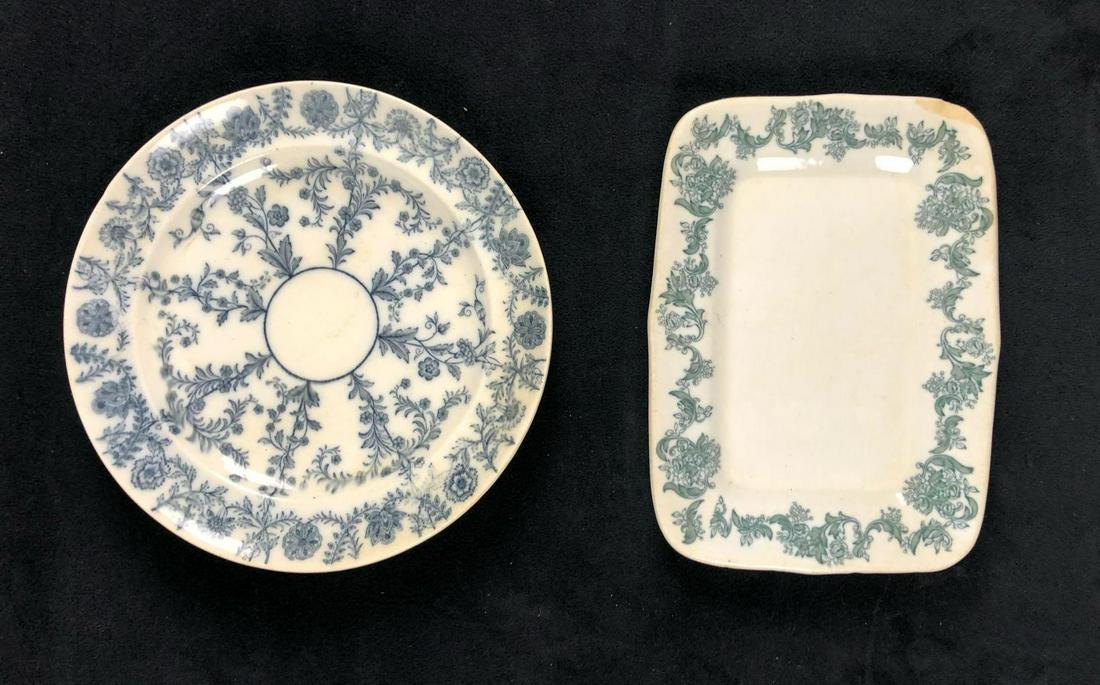 Vintage Greenwood China Trenton NJ Round Rectangle: Vintage Greenwood China Trenton NJ Round Rectangle Plates Home Decor Collectibles Green Blue The items in this collection are not part of the same set but they do have a similar cohesive design. In gr